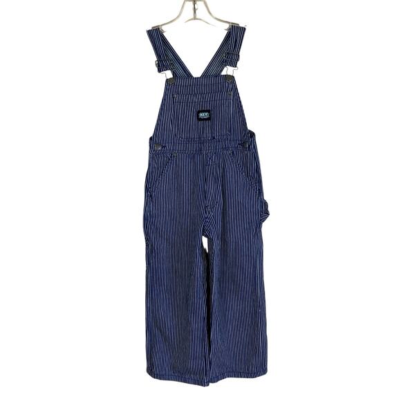 Key Sz 6 Blue Pinstriped Railroad Conductor Denim Overalls Bib Style 100% Cotton - Picture 1 of 16